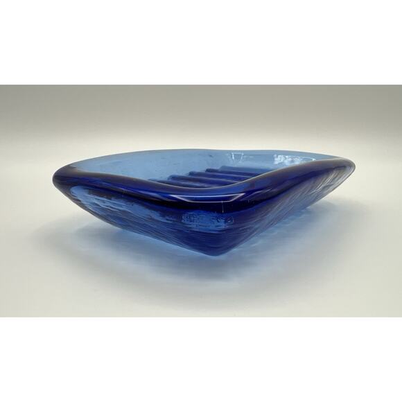 Fire and Light Recycled Glass Soap Dish Trinket Dish Cobalt Blue - Picture 4 of 11